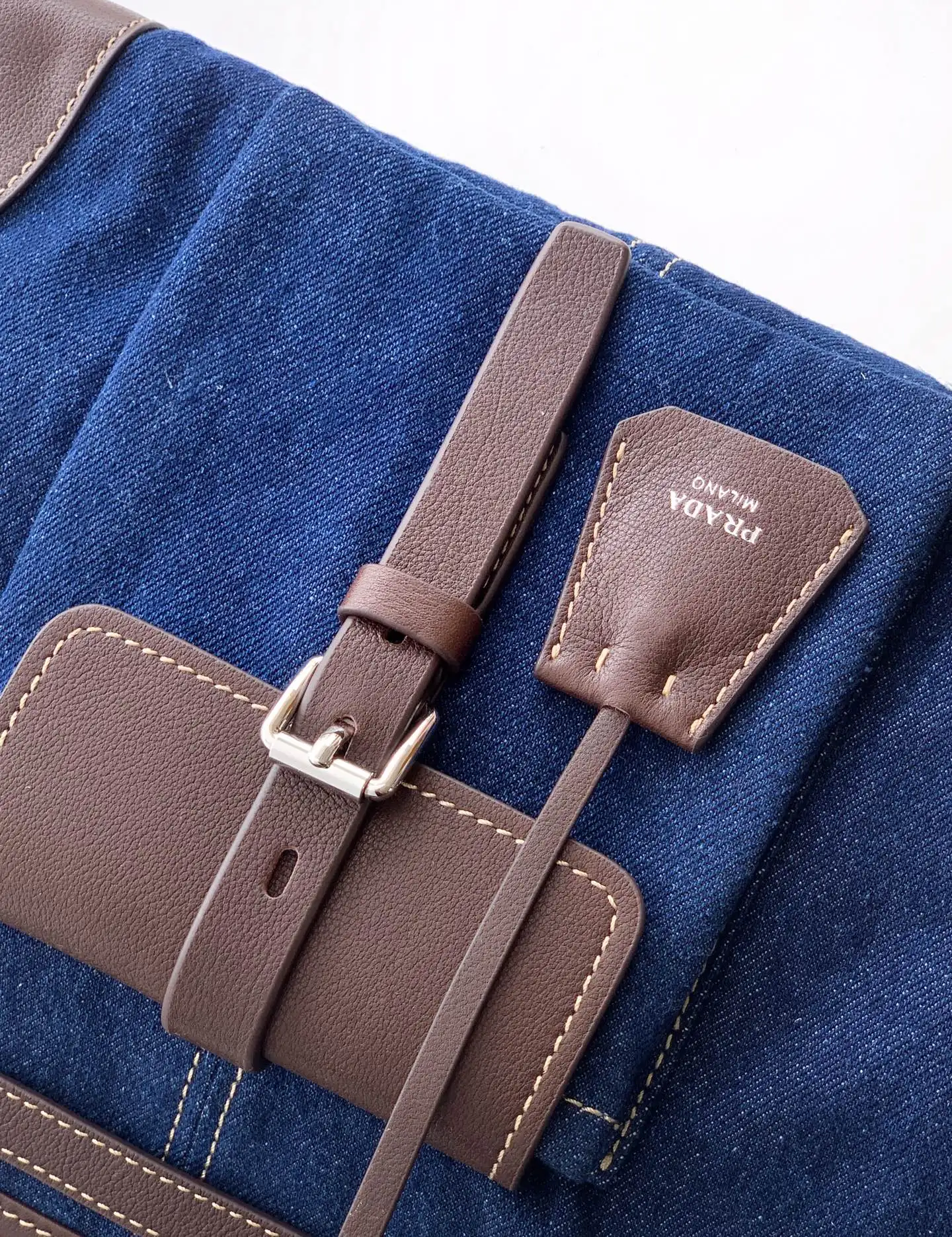 Prada 1BA433 Denim Large Handbag Women s Crossbody Bag - Detail view 5