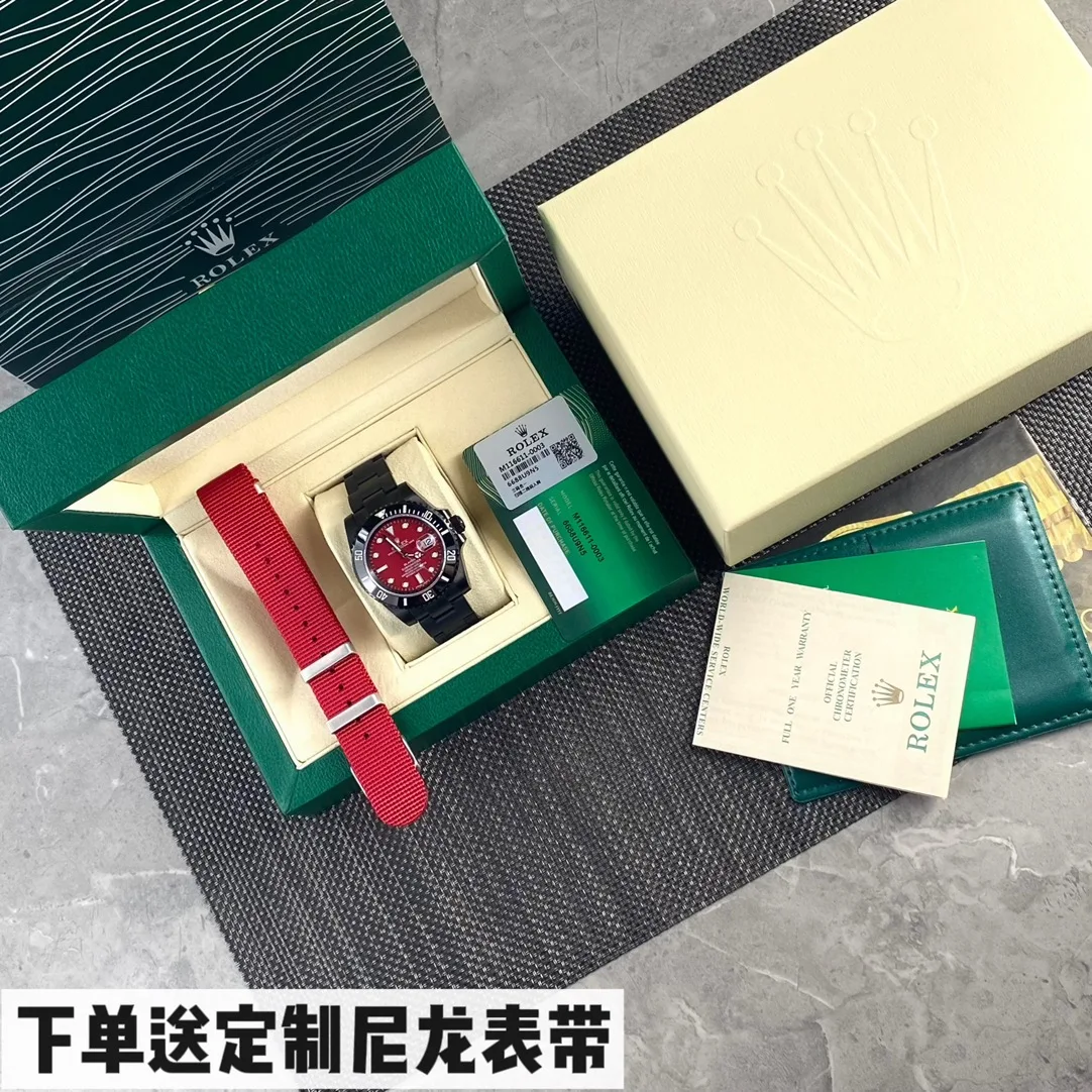 劳力士SW220全自动机芯 904L精钢 潜航者红魔腕表 男士机械腕表 - 细节图 1