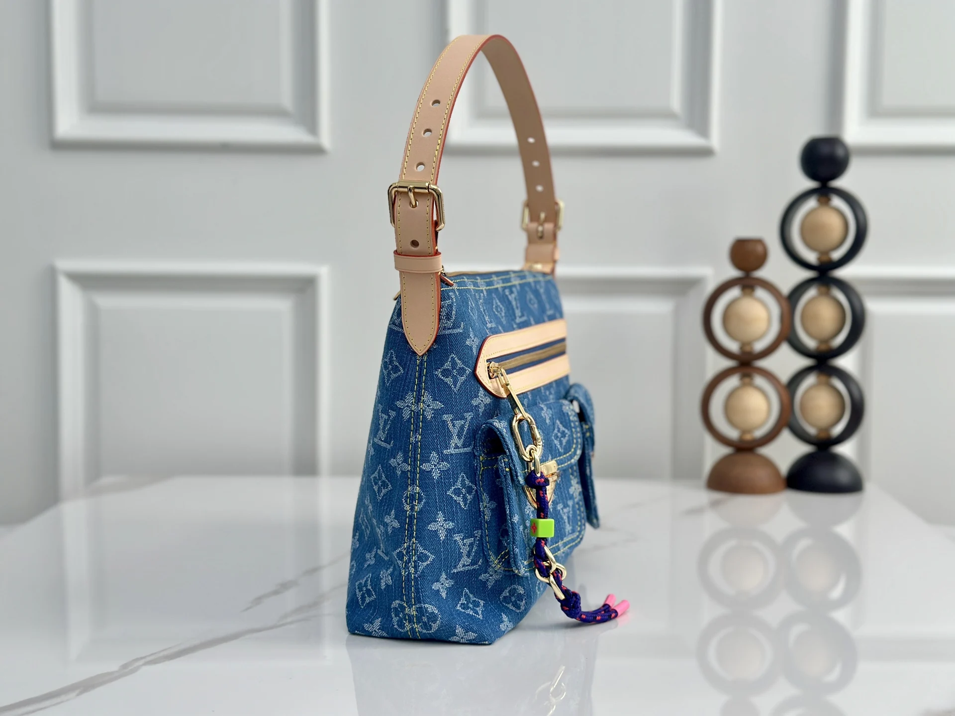 Louis Vuitton M27329 Denim Fabric Tote Bag Women s Shoulder Bag - Detail view 2