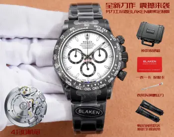 <p>BLAKEN 顶配升级改装 劳力士 宇宙计型迪通拿全黑款 4代  B33 迪通拿系列 </p><p>All-black Rolex Daytona 4th Gen   Ultra-thin Upgrade  </p><p>12.2mm 超薄机身</p><p>Thinner than ordinary 13.5mm model   Superior craftsmanship</p><p>40mm 碳黑哑黑镀904L精钢壳 + 碳纤维表圈</p>男士多功能机械腕表 </p>