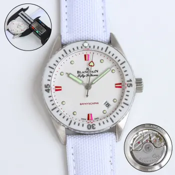 <p>宝珀 五十寻 5100-1130系列 <p>官方尺寸 38mm GV1 高科技缎面陶瓷光泽亮丽 高硬度 不变色 不沾污 不易磨损 表壳 牙圈对版立体感强 永不退色 手感爽滑且不伤肌肤 表冠 表把 刻字工整 超神级工艺 男士机械腕表</p>