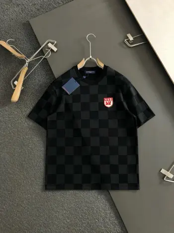 春夏棋盘格暗纹短袖