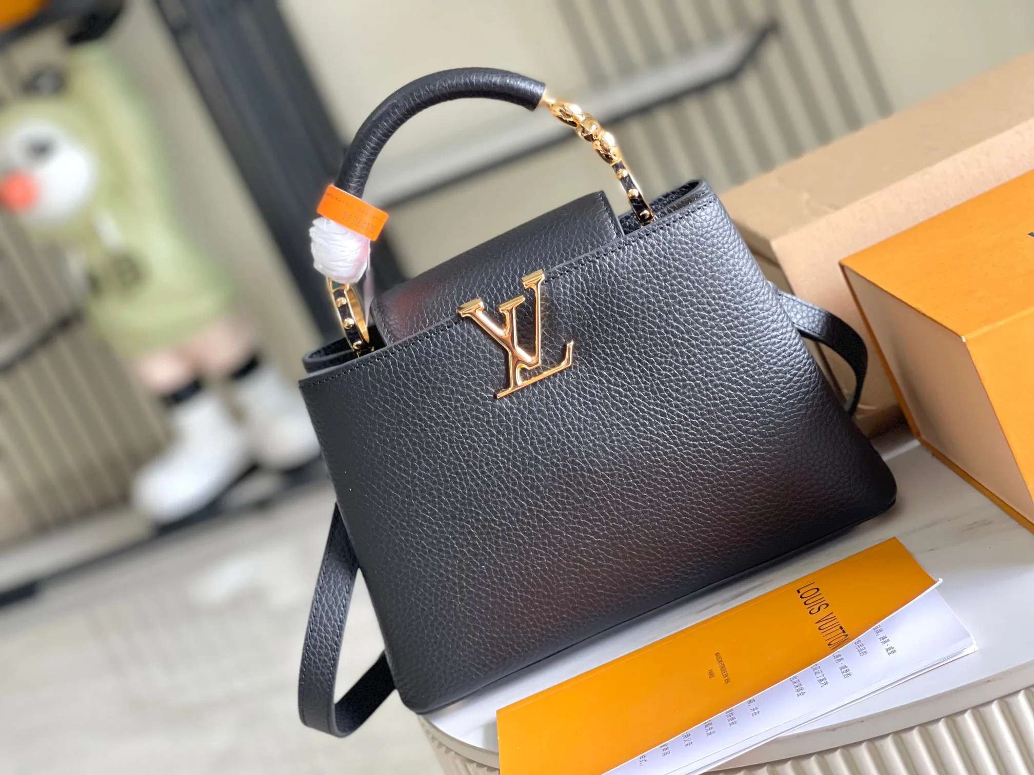 LVM23943 全粒面牛皮革手袋 女士斜挎包 - 细节图 2