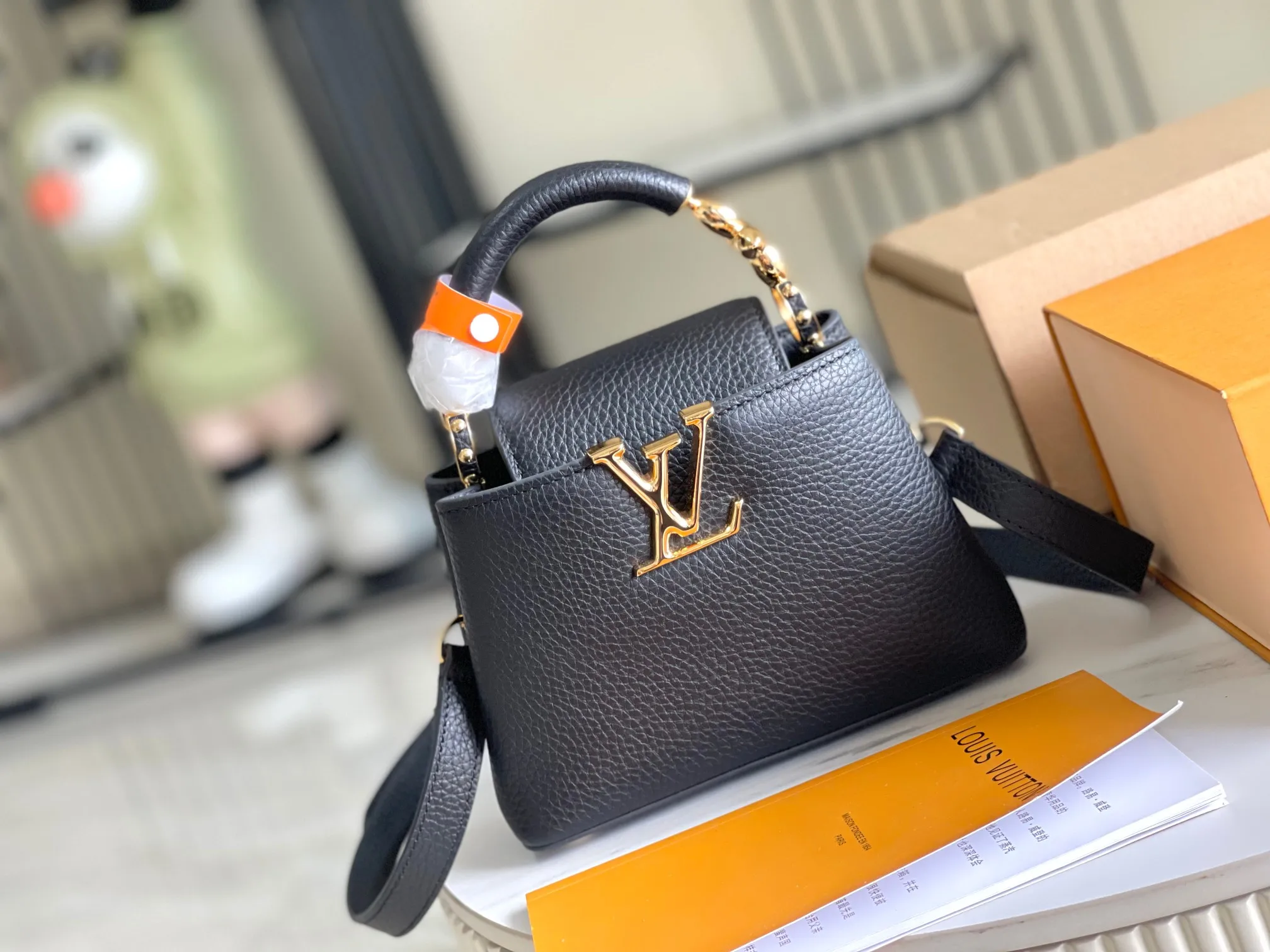 LVM23943 全粒面牛皮革手袋 女士斜挎包 - 细节图 2