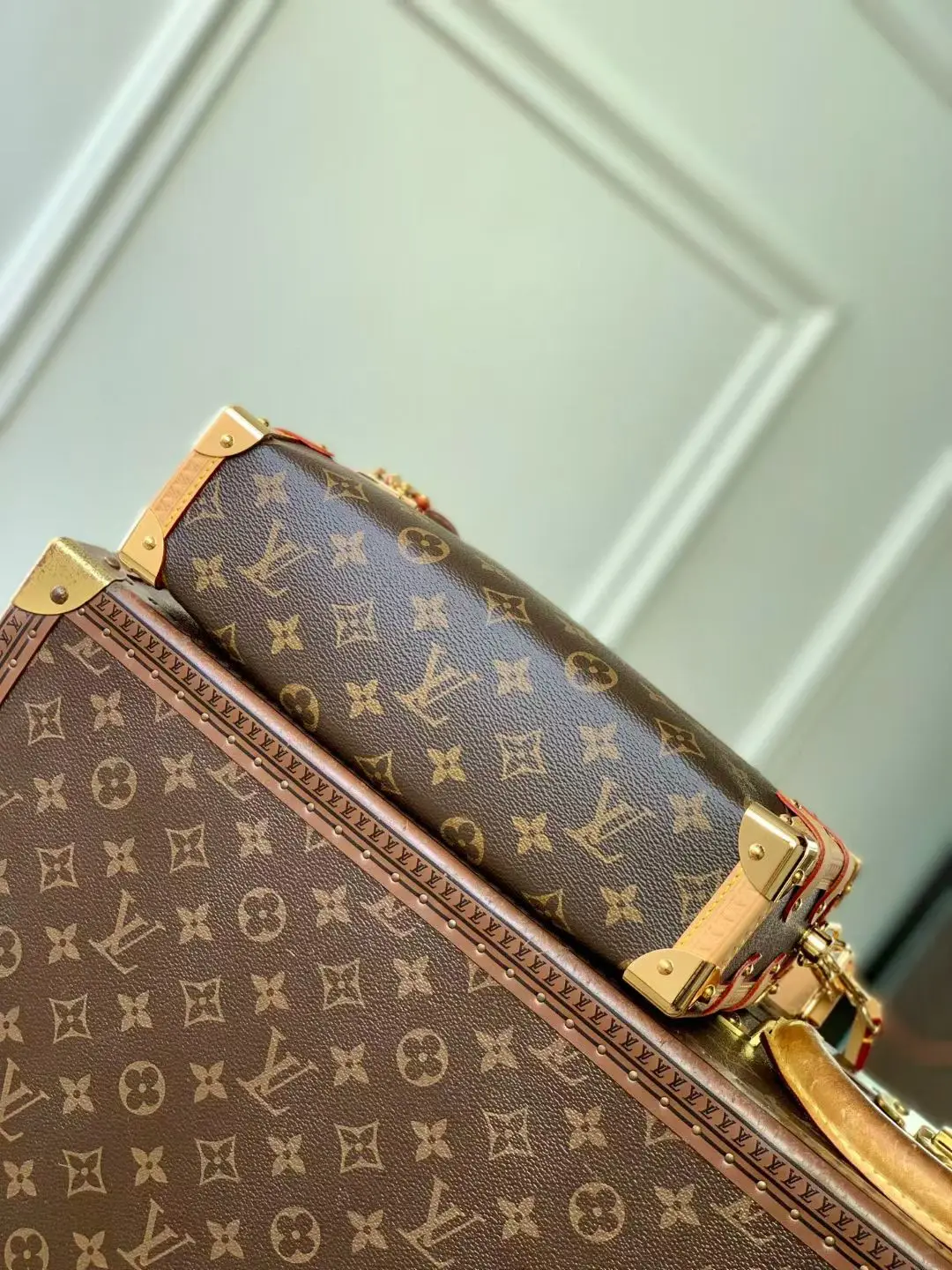 LVM28385 撞色皮革手袋 女士斜挎包 - 细节图 4