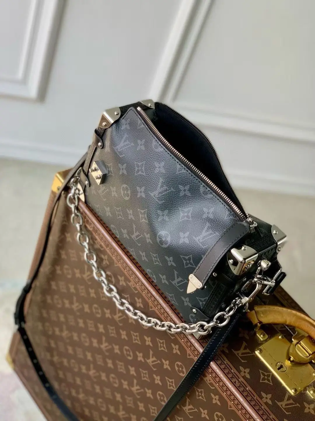 LVM26226 撞色皮革手袋 女士斜挎包 - 细节图 8