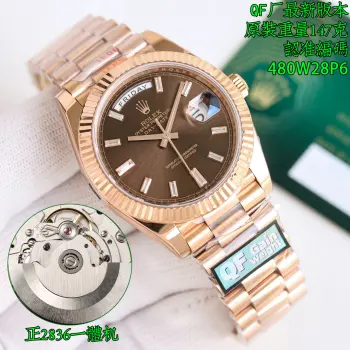 <p>太阳出品<p>QF 劳力士 ROLEX MK1 星期日志型40mm星期日历型冰糖DD</p><p>1  搭配2836机芯 品质稳定可靠 </p><p>2  与原装一致厚度11mm超薄 表径40mm 修正市场其它版本不足 市场其它版本尺寸厚度不对 一眼假  </p><p>3  表盘设有18ct金 镶钻石 镶方形钻石简称 冰糖钻  </p>QF独家品质腕表  编码480W28P6 太阳出品精致推荐男士机械腕表 </p>