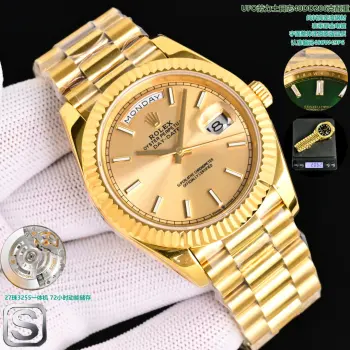 <p>太阳出品<p>UFO 劳力士 ROLEX MT2 日志型40mm 最新推出206克40MMDD日志 搭配27株3255一体机  表带采用原装25节表带 使用纯料打造 并非钨钢 大量避免掉皮情况 电镀为0.6厚金 字体整体还原原版品质 太阳出品精致推荐男士机械腕表 </p>
