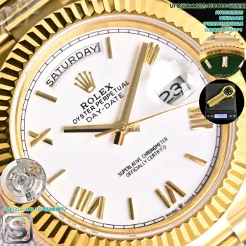 <p>太阳出品<p>UFO 劳力士 ROLEX MT2 日志型40mm 最新推出206克40MMDD日志 搭配27株3255一体机  表带采用原装25节表带 使用纯料打造 并非钨钢 大量避免掉皮情况 电镀为0.6厚金 字体整体还原原版品质 太阳出品精致推荐男士机械腕表 </p>