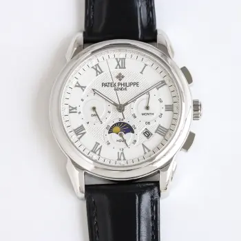 <p>百达翡丽 PP  R73 9100机 复杂功能计时系列上市 Patek   Philippe 贵族的艺术品  升级版改进 壳身比旧版本更薄 玻璃升级耐磨抗摔 比旧版本更平整美观 内罩更新成钢鑫制内罩 手表质感 手感 显得更完美 独家字面加高档内影logo 搭配进口9100多功能机芯 0返修 功能 24小时,星期 星辰 月份 进口316精钢   采用18k品质炉内真空电镀 搭配意大利进口小牛皮 原装折叠扣 尺寸40mm 耐磨防刮蓝宝石玻璃 超强防水50米 简约而不简单 你永远无法拥有一块百达翡丽 你只是在替你的后代保管他.  (  慎重承诺   产品实物光泽手感更佳精湛  字盘刻度栩栩如生  壳套工艺都是宗师级别轻身检验 加上新时代机器高技锻造  上手震撼尊贵非凡 你值得拥有 大厂打造   太阳出品精致推荐男士多功能机械腕表 </p>