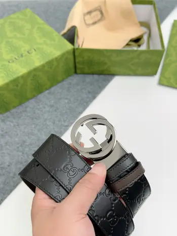 <p>-古奇 GUCCI 专柜经典款 宽37MM 进口双面压花牛皮 搭配选择双G扣头 时尚百搭</p>