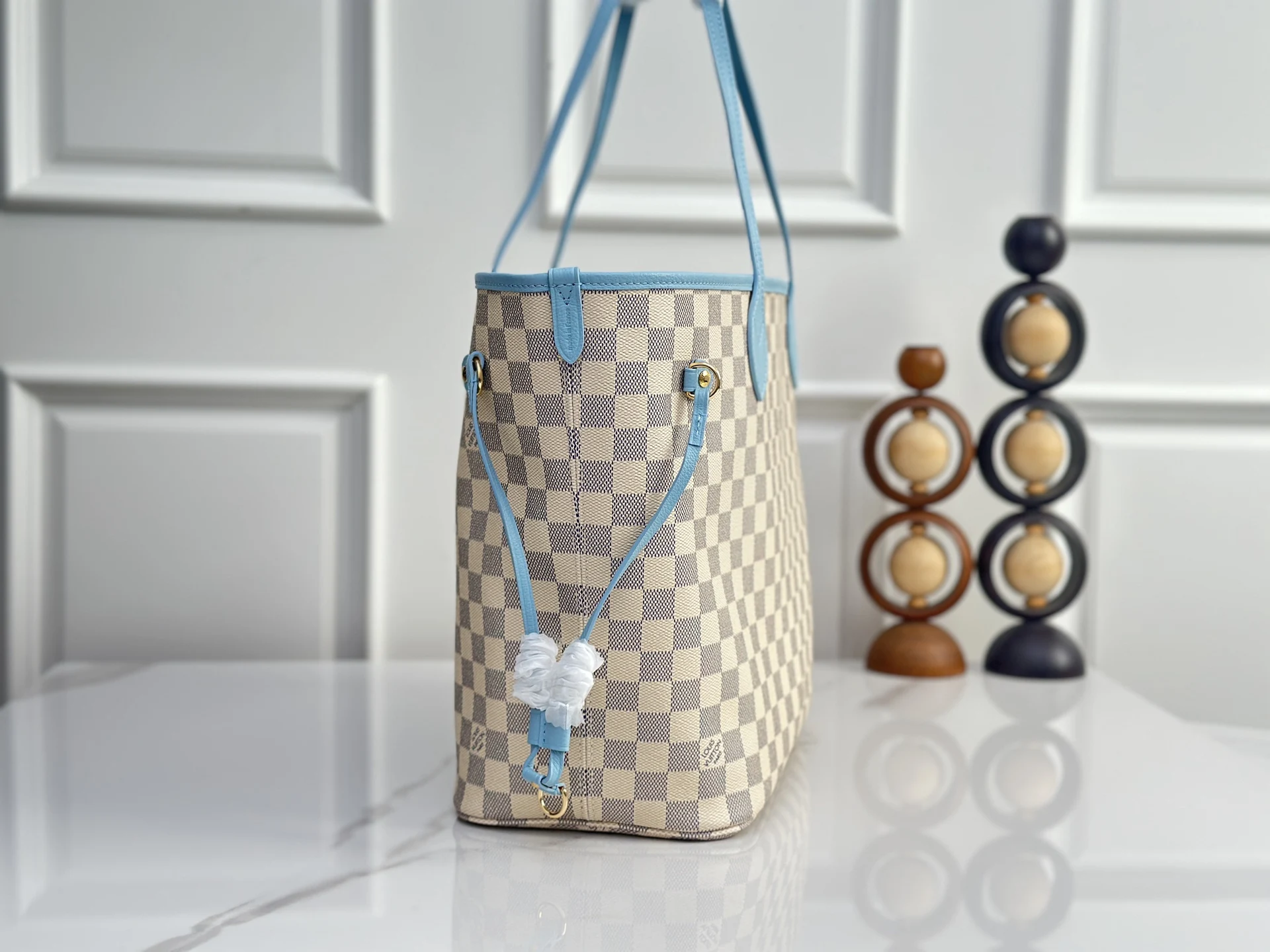 Louis Vuitton N40946 White Grid Blue Shopping Bag Women s Shoulder Bag - Detail view 2