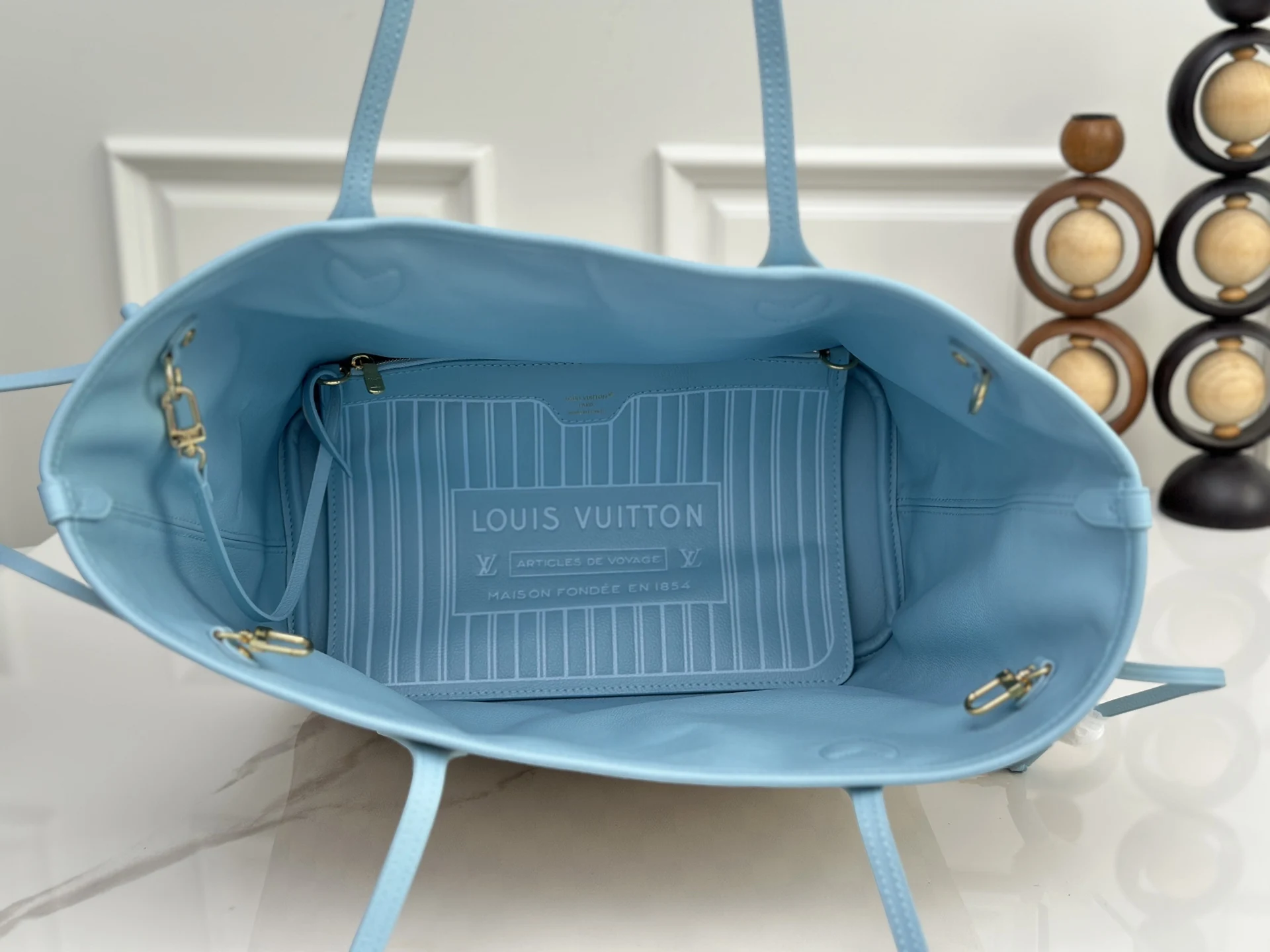 Louis Vuitton N40946 White Grid Blue Shopping Bag Women s Shoulder Bag - Detail view 8