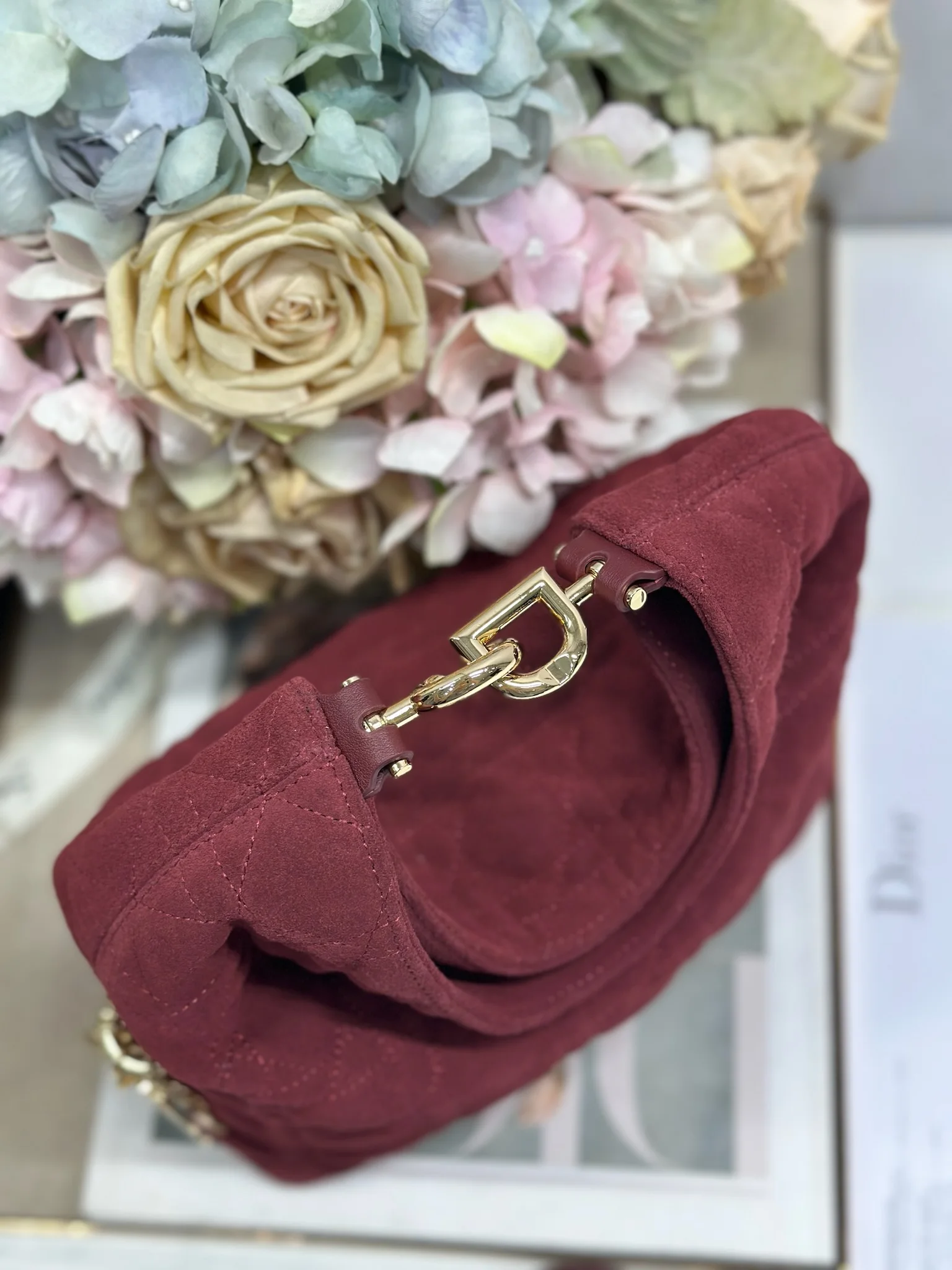 Dior 1538 Sheepskin Pleated Handbag Women s Tote Bag - Detail view 6