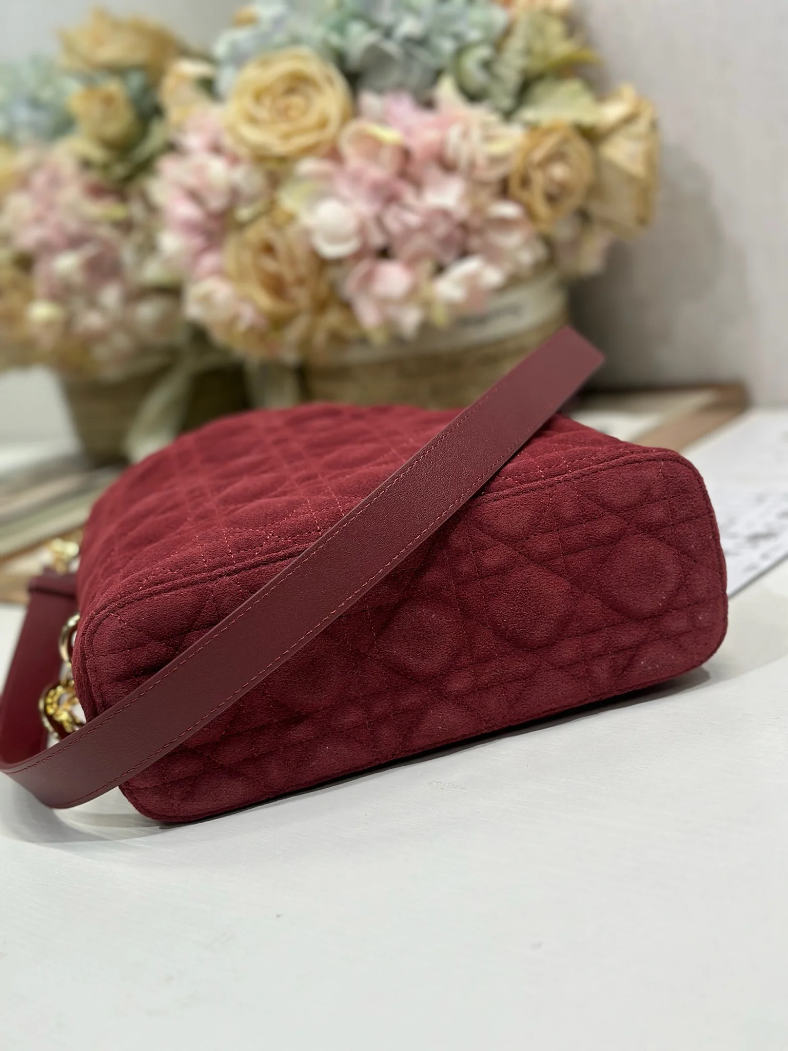 Dior 1538 Sheepskin Pleated Handbag Women s Tote Bag - Detail view 13