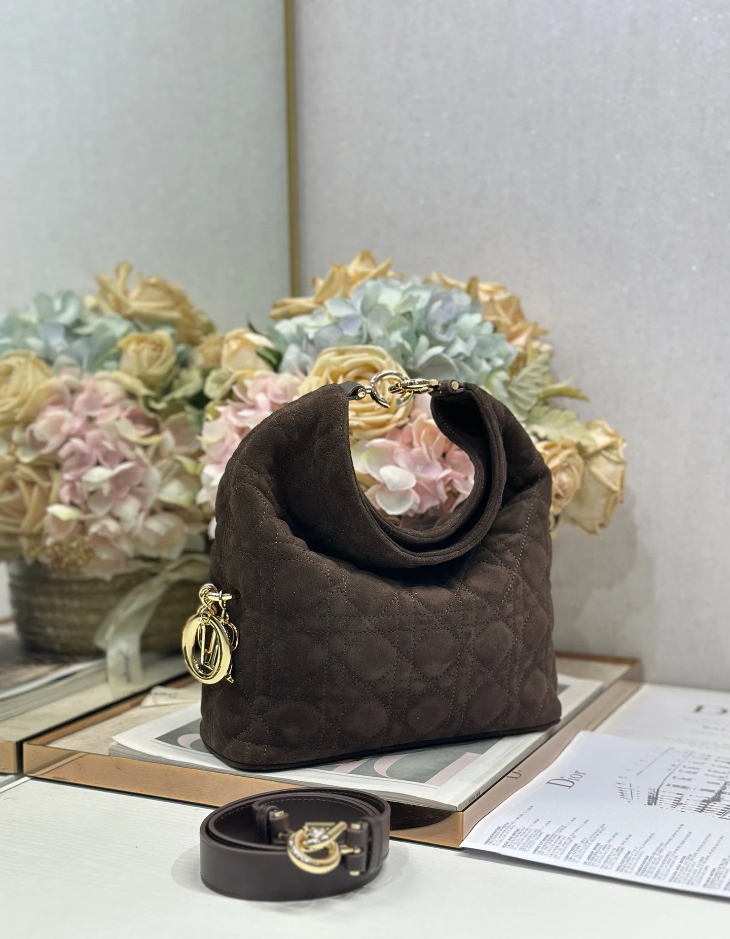 Dior 1538 Sheepskin Pleated Handbag Women s Tote Bag - Detail view 3