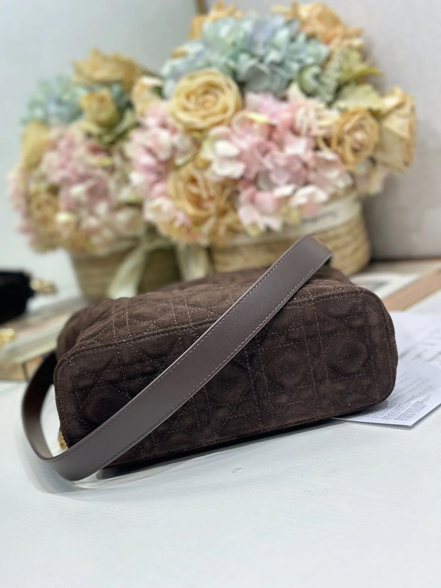 Dior 1538 Sheepskin Pleated Handbag Women s Tote Bag - Detail view 12