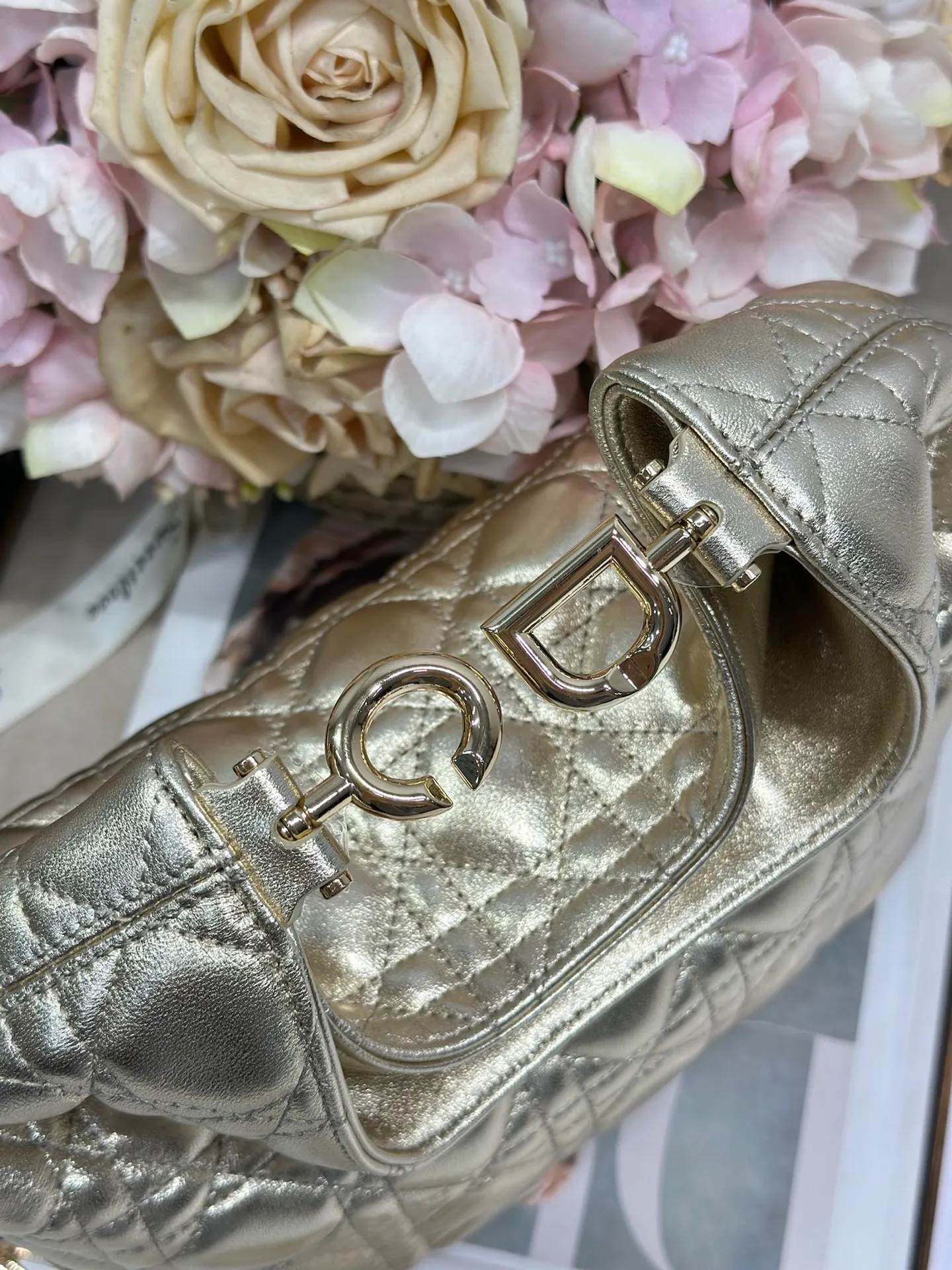 Dior 1538 Sheepskin Pleated Handbag Women s Tote Bag - Detail view 7