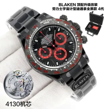 太阳出品 裸表  BLAKEN 顶配升级改装 劳力士 ROLEX B33 宇宙计型迪通拿全黑款 4代 BKL All-black Rolex Daytona 4th Gen   Ultra-thin Upgrade 12.2mm 超薄机身Thinner than ordinary 13.5mm model   Superior craftsmanship40mm 碳黑哑黑镀904L精钢壳 + 碳纤维表圈Matte black 904L steel case   Carbon fiber bezel低调大气 欢迎品鉴 太阳出品精致推荐男士多功能机械腕表 立即抢购