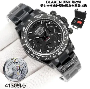 太阳出品 裸表  BLAKEN 顶配升级改装 劳力士 ROLEX B33 宇宙计型迪通拿全黑款 4代 BKL All-black Rolex Daytona 4th Gen   Ultra-thin Upgrade 12.2mm 超薄机身Thinner than ordinary 13.5mm model   Superior craftsmanship40mm 碳黑哑黑镀904L精钢壳 + 碳纤维表圈Matte black 904L steel case   Carbon fiber bezel低调大气 欢迎品鉴 太阳出品精致推荐男士多功能机械腕表 立即抢购