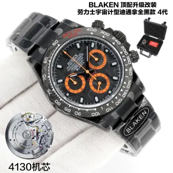 太阳出品 裸表  BLAKEN 顶配升级改装 劳力士 ROLEX B33 宇宙计型迪通拿全黑款 4代 BKL All-black Rolex Daytona 4th Gen   Ultra-thin Upgrade 12.2mm 超薄机身Thinner than ordinary 13.5mm model   Superior craftsmanship40mm 碳黑哑黑镀904L精钢壳 + 碳纤维表圈Matte black 904L steel case   Carbon fiber bezel低调大气 欢迎品鉴 太阳出品精致推荐男士多功能机械腕表 立即抢购