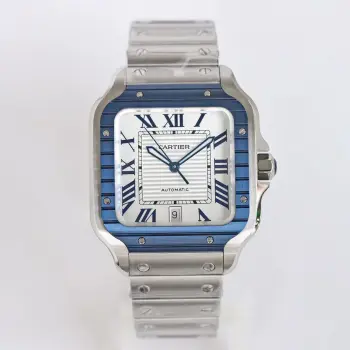 太阳出品 GF 卡地亚 CARTIER 山度士系列 KH1 全新GF山度士胶带款  原版开模 历时两年 只为做一副可与原装完美互换并拥有高级手感的氟橡胶表带  原装玩家再也不用去专柜购买昂贵的表带了  表壳直径 39.8mm 厚度 9.08mm  搭载MIYOTA9015自动上链式机芯 太阳出品精致推荐男士机械腕表