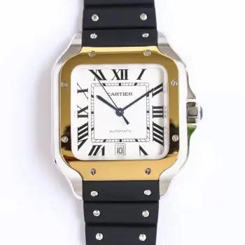 太阳出品 胶带款 GF 卡地亚 CARTIER 山度士系列 KH1 全新GF山度士胶带款  原版开模 历时两年 只为做一副可与原装完美互换并拥有高级手感的氟橡胶表带  原装玩家再也不用去专柜购买昂贵的表带了  表壳直径 39.8mm 厚度 9.08mm  搭载MIYOTA9015自动上链式机芯 太阳出品精致推荐男士机械腕表