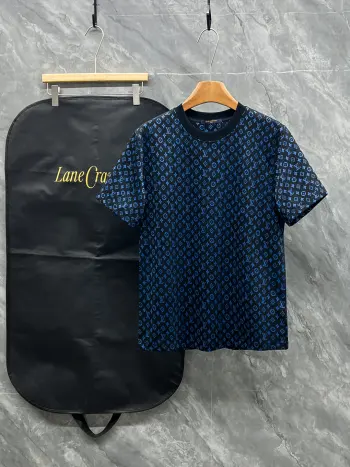 Jacquard Color-Contrast Vintage Floral Round Neck Short Sleeve T-Shirt