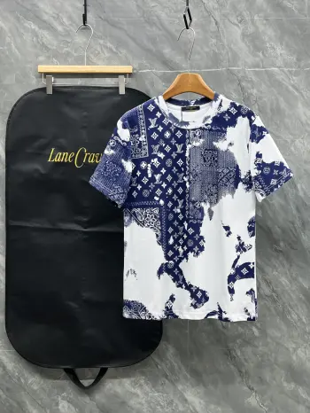 Jacquard Color-Contrast Vintage Floral Round Neck Short Sleeve T-Shirt