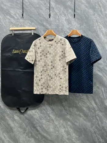 Jacquard Color-Contrast Vintage Round Neck Short Sleeve T-Shirt