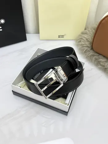 Montblanc.万宝龙  宽3.5cm 采用头层牛皮 精品针式扣头 自由裁剪商务休闲皮带
