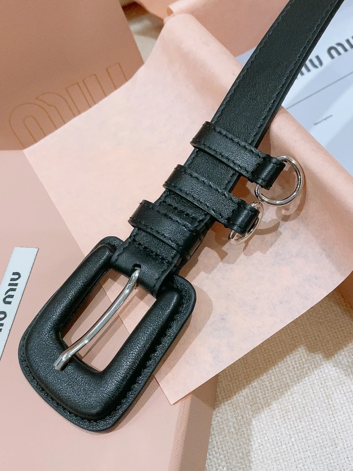 MIU MIU Bowknot Vintage Buckle Belt Men s Belt - Detail view 6