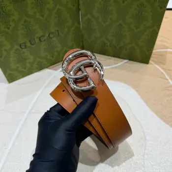 Gucci古奇 正品规格 3.7mm原版品质双面头层小牛皮搭配双G经典扣 正反面都可以使用