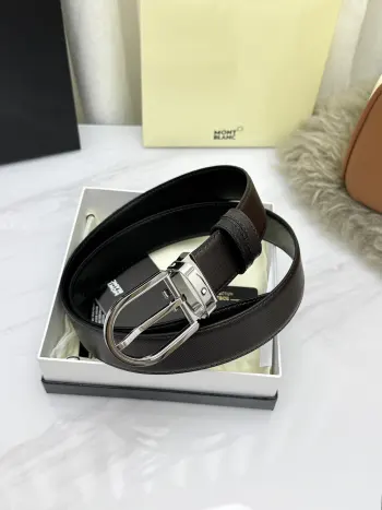 Montblanc.万宝龙  宽3.5cm 采用头层牛皮 精品针式扣头 自由裁剪商务休闲皮带