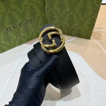 Gucci古奇 正品规格 3.7mm原版品质双面头层小牛皮搭配双G经典扣 正反面都可以使用