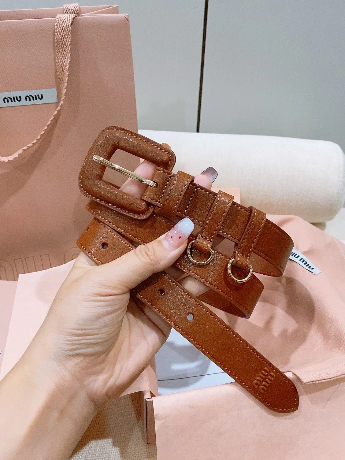 MIU MIU Bowknot vintage buckle belt men s belt - Detail view 9