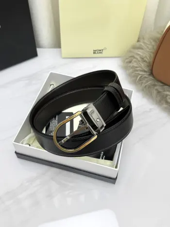 Montblanc.万宝龙  宽3.5cm 采用头层牛皮 精品针式扣头 自由裁剪商务休闲皮带