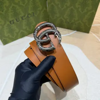Gucci古奇 正品规格 3.7mm原版品质双面头层小牛皮搭配双G经典扣 正反面都可以使用