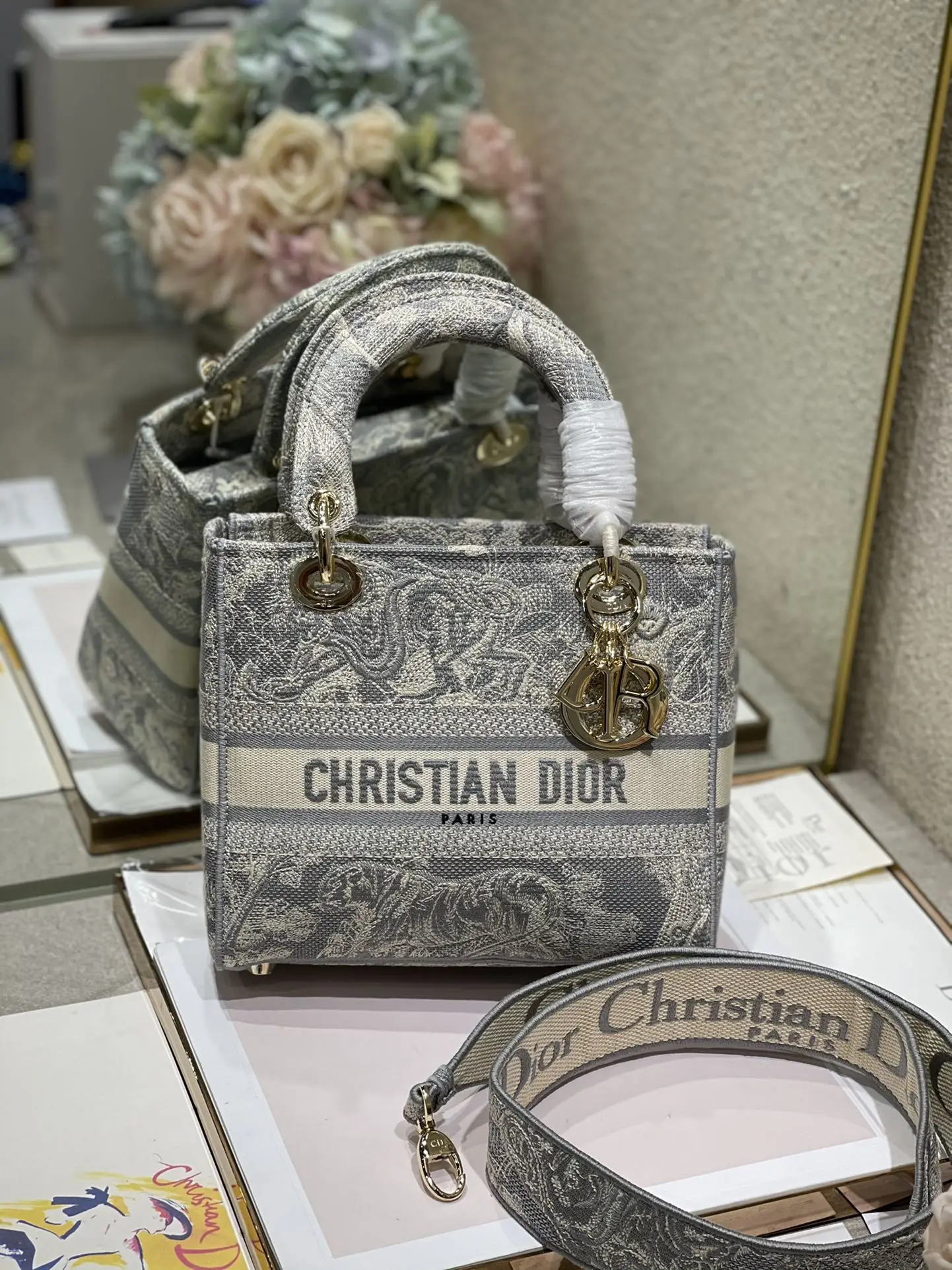 Dior 9027 Milk White Constellation Embroidered Lady Di Bag Women s Crossbody Bag - Detail view 1