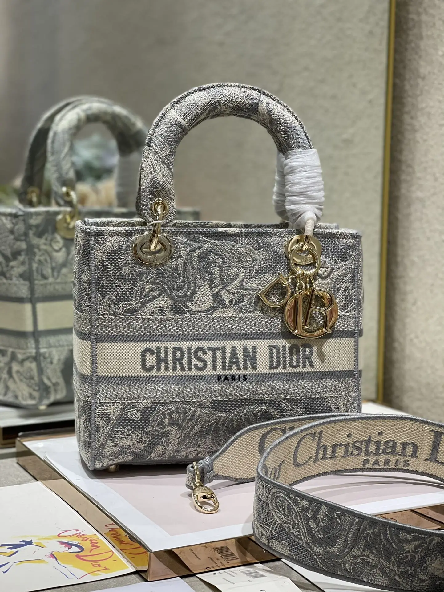 Dior 9027 Milk White Constellation Embroidered Lady Di Bag Women s Crossbody Bag - Detail view 5