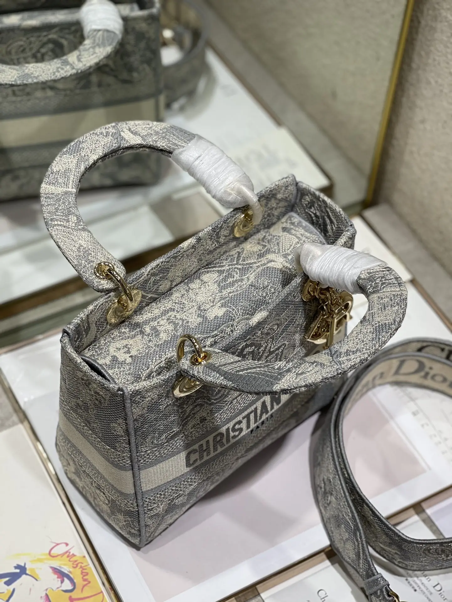 Dior 9027 Milk White Constellation Embroidered Lady Di Bag Women s Crossbody Bag - Detail view 8