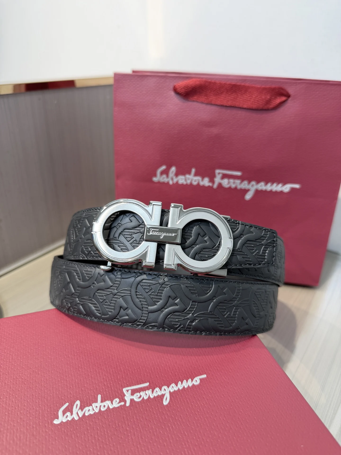 Ferragamo Men s Reversible Hardware Steel Buckle Belt - Detail view 4