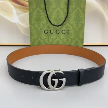 Gucci古奇 正品规格 3.8mm原版品质双面头层小牛皮搭配双G经典扣 正反面都可以使用