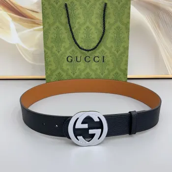 Gucci古奇 正品规格 3.8mm原版品质双面头层小牛皮搭配双G经典扣 正反面都可以使用