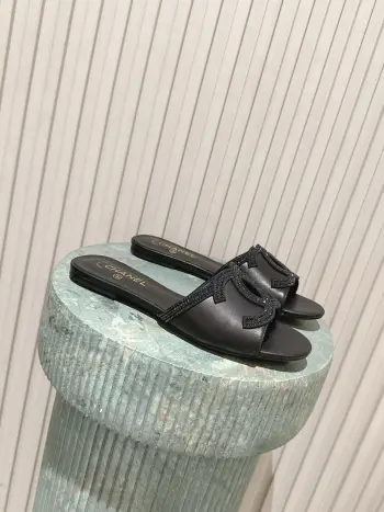 经典水钻拼色凉拖经典双C扣一字凉拖 女士凉拖鞋