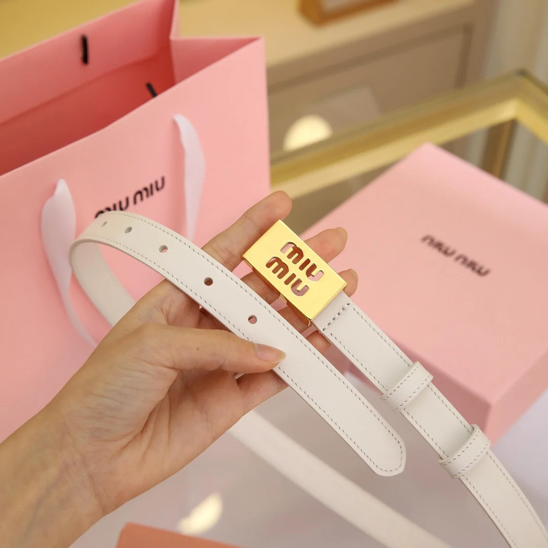 MIU MIU Metal logo buckle belt Women s belt - Detail view 6