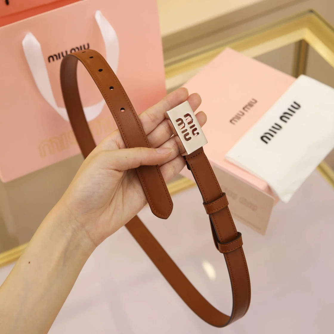 MIU MIU Metal logo buckle belt Women s belt - Detail view 5