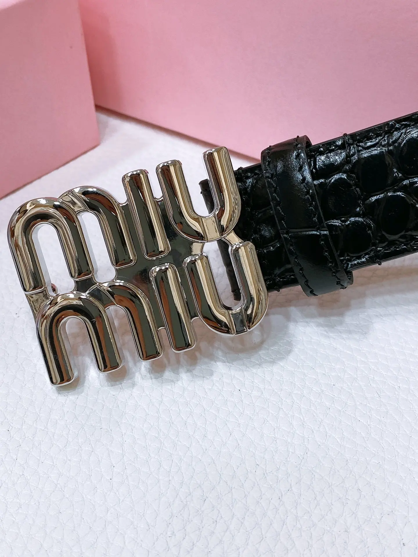 MIU MIU Metal logo buckle belt Men s belt - Detail view 3