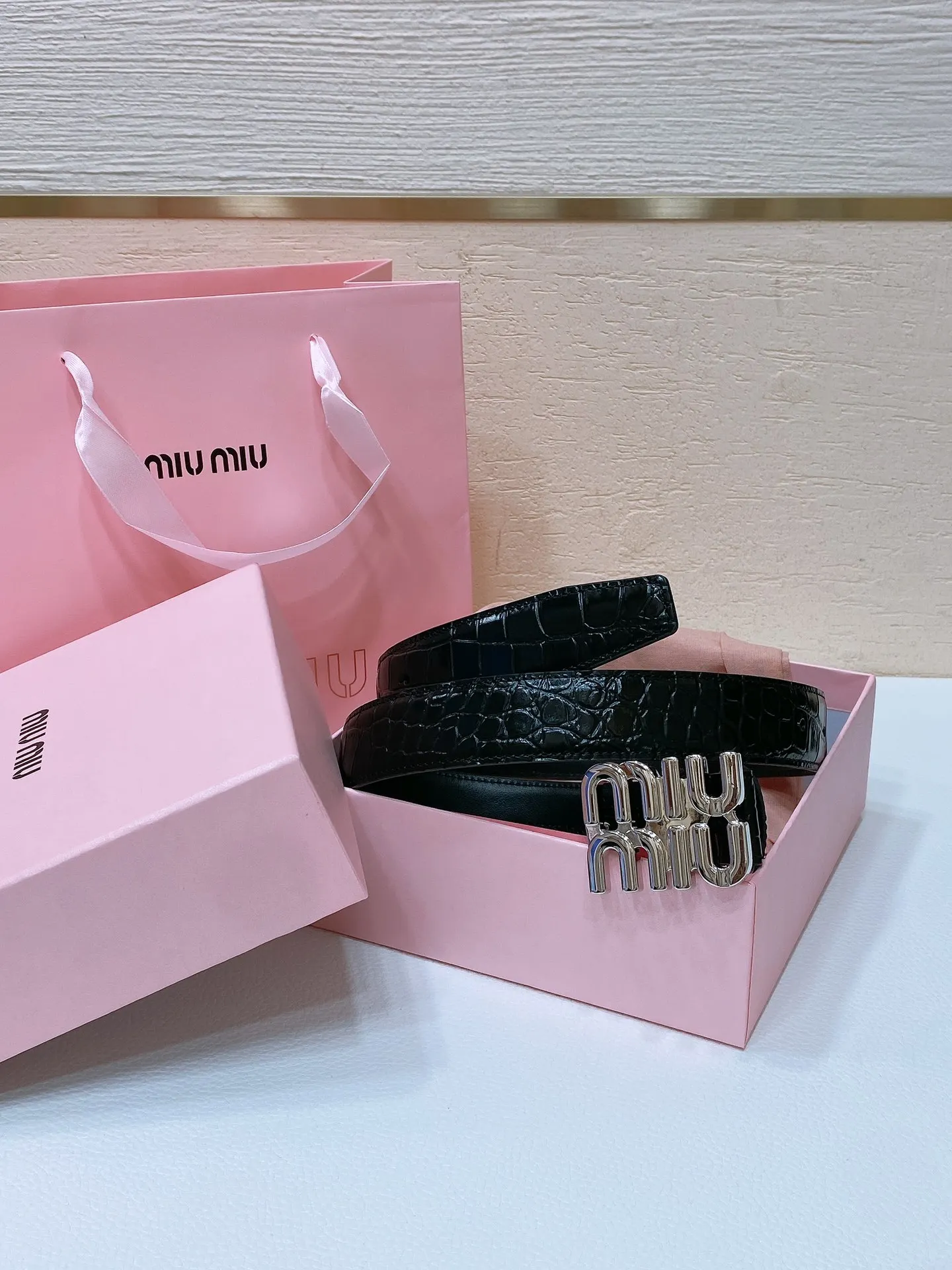 MIU MIU Metal logo buckle belt Men s belt - Detail view 6