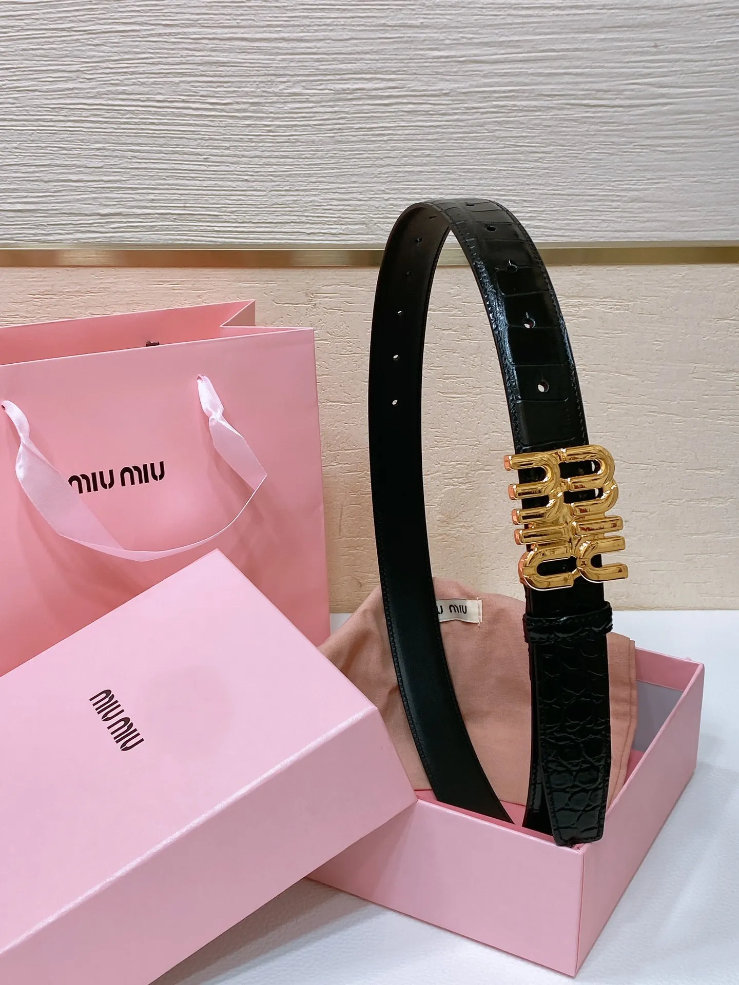 MIU MIU Metal logo buckle belt Women s belt - Detail view 1
